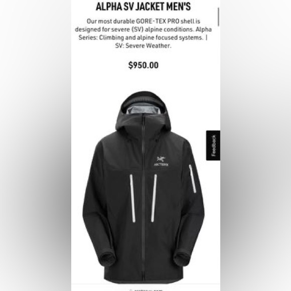 Arc’teryx Alpha SV Mens Shell Jacket Size Large - Picture 1 of 4